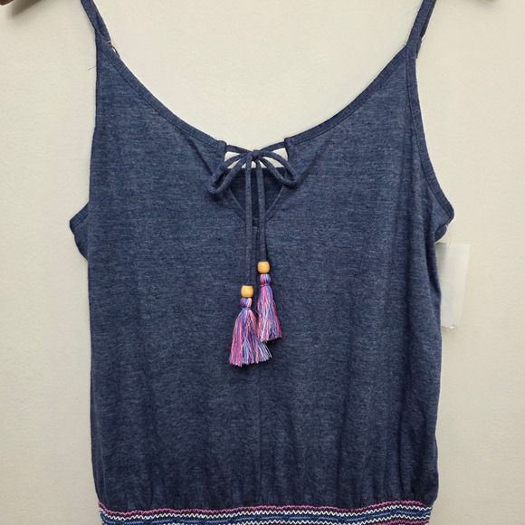 Soluna Swim Blue Cover-Up Dress Sleeveless Tassel Tie Women's Medium M - Picture 3 of 11